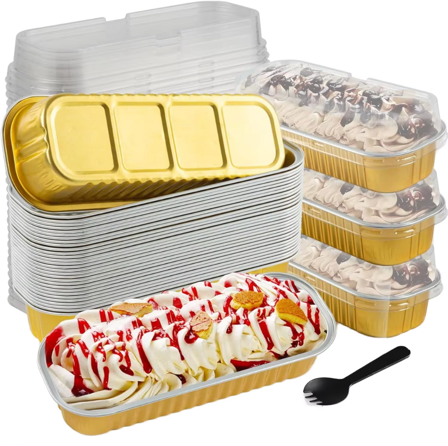 100 Pack Mini Loaf Pans with Lids for Cake and Cupcake Baking
