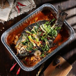 260ml Aluminium Foil Container with Plastic Lid for Food Packaging