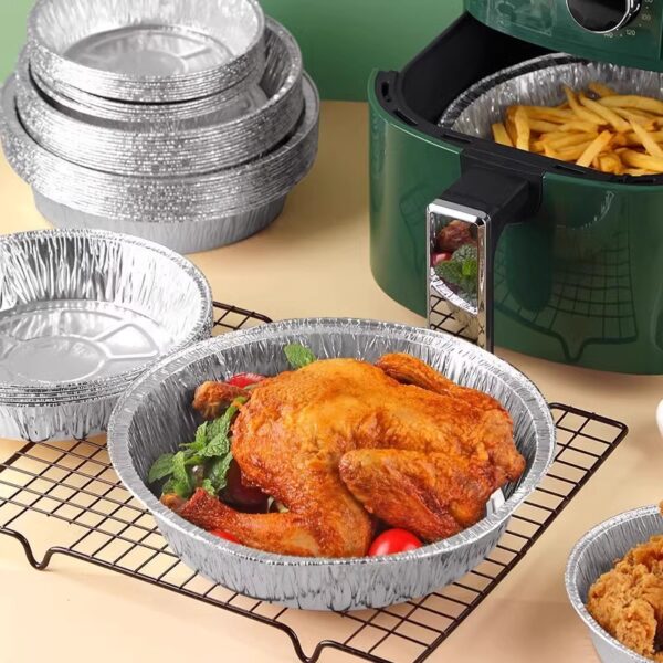 Disposable Aluminium Foil Trays with Oil-Absorbing Paper for Air Fryer Use