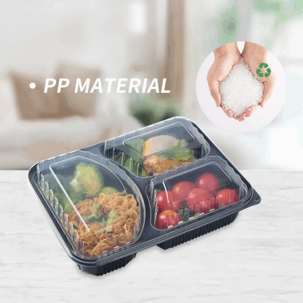 Custom Logo Leakproof Plastic Food Containers with Clear Lids Stackable Meal Prep to Go Containers (1) Custom Leakproof Plastic Food Containers with Clear Lids for Meal Prep