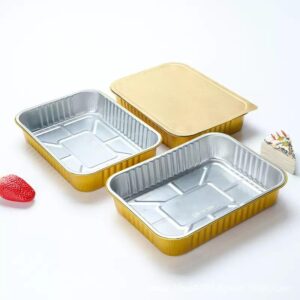 Disposable Food Grade Aluminum Foil Containers with Lids for Food Packaging 