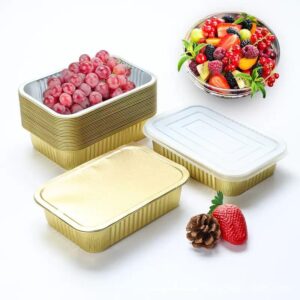 Disposable Food Grade Aluminum Foil Containers with Lids for Food Packaging 