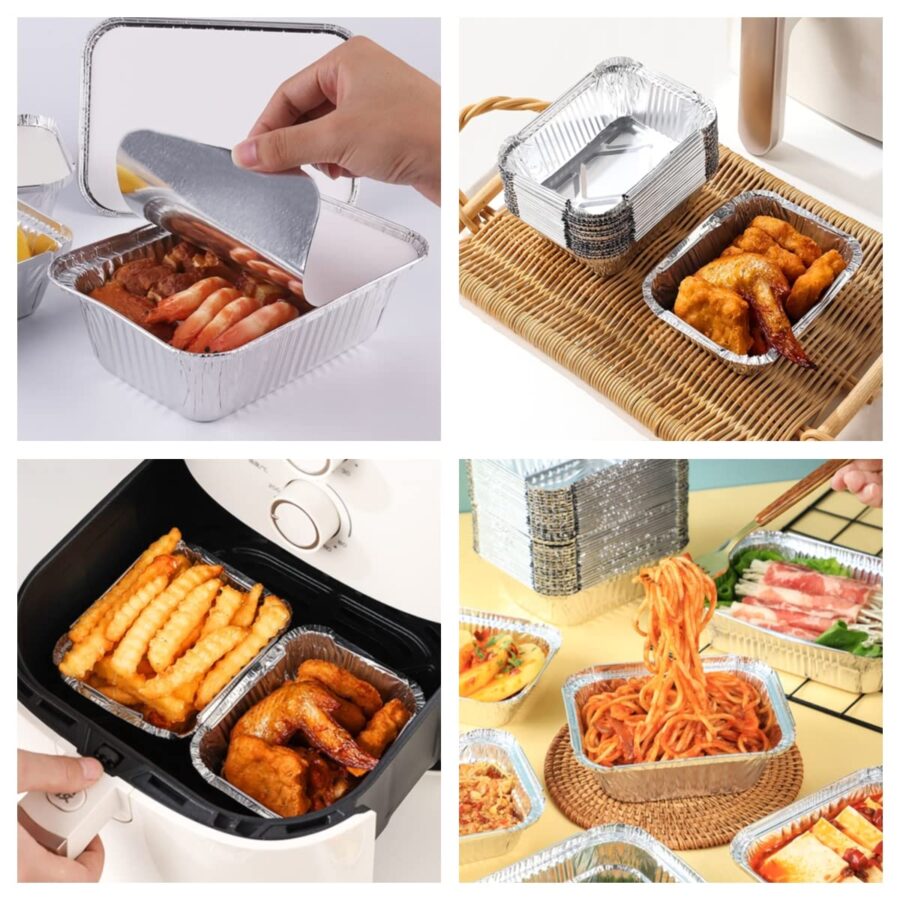 Silver Disposable Aluminium Foil Tray with Lid for Takeaway and Food Packing