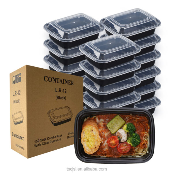 Microwave Safe Meal Prep Food Container with Clear Lid – Black Plastic Takeaway Box (5) Microwave Safe Plastic Meal Prep Food Container with Transparent Lid