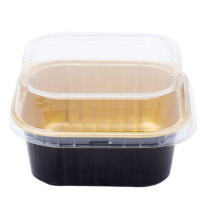 180ml Black Mini Cake Pans with Lids | Disposable Aluminum Foil Cupcake Tins