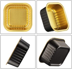 180ml Black Mini Cake Pans with Lids | Disposable Aluminum Foil Cupcake Tins