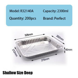 R32140A Disposable Rectangle Aluminium Foil Tray for BBQ and Food Packaging