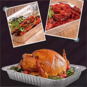 R32140A Disposable Rectangle Aluminium Foil Tray for BBQ and Food Packaging