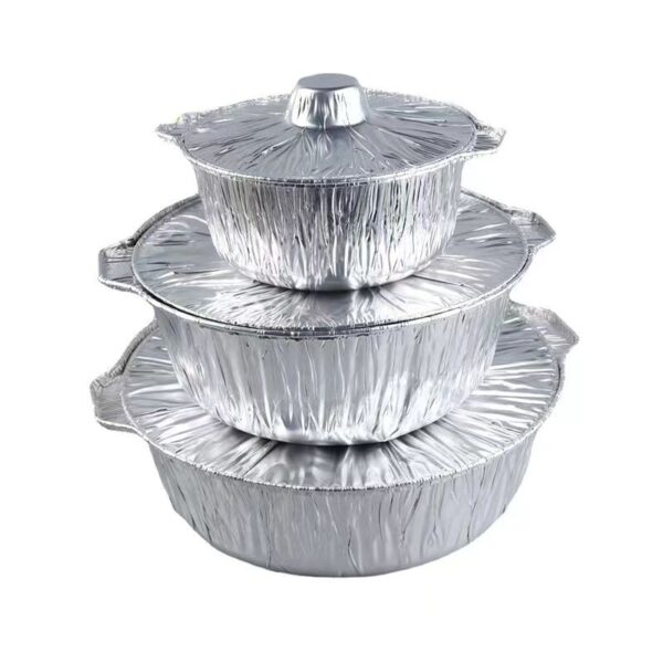 Thickened Round Aluminum Foil Container with Lid for Takeout and Picnic